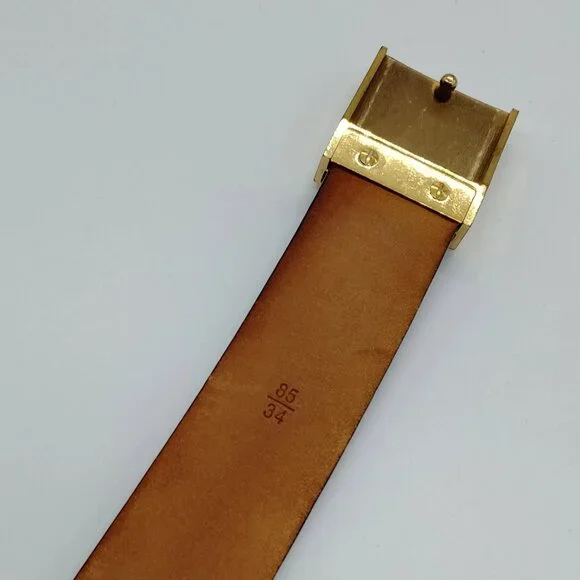 Authentic Louis Vuitton Monogram Belt Gold Buckle LV Vintage Designer Belt - Picture 8 of 10